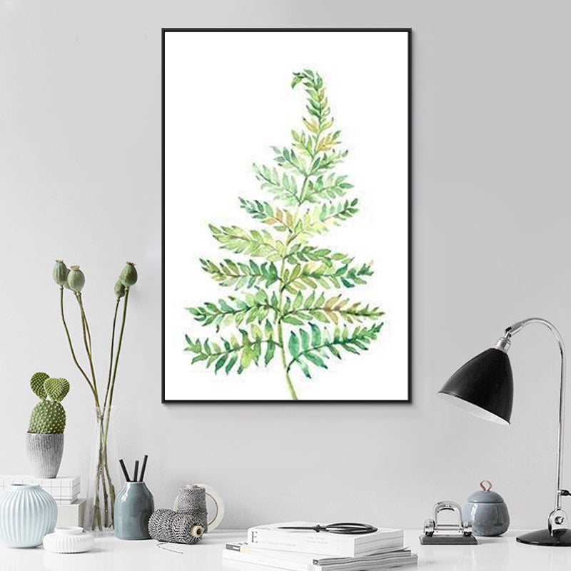 Textured Leaf Painting Wall Decor Rustic Canvas Art Print in Green for Living Room Green Design 1 Clearhalo 'Art Gallery' 'Canvas Art' 'Country Art Gallery' 'French Country' 'Rustic' Arts' 1625822