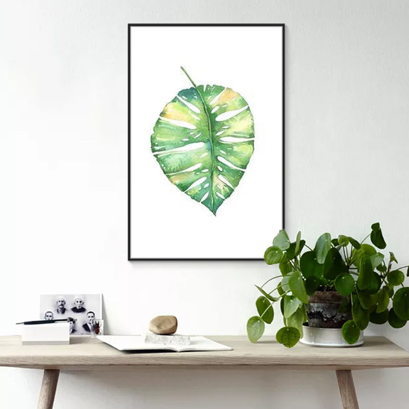 Textured Leaf Painting Wall Decor Rustic Canvas Art Print in Green for Living Room Clearhalo 'Art Gallery' 'Canvas Art' 'Country Art Gallery' 'French Country' 'Rustic' Arts' 1625830
