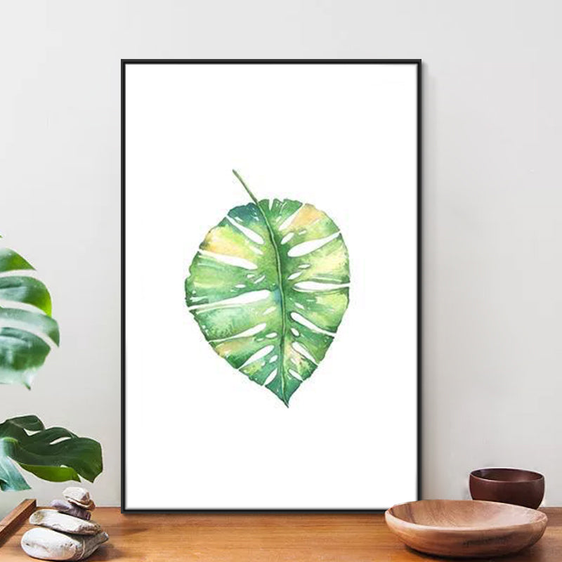 Textured Leaf Painting Wall Decor Rustic Canvas Art Print in Green for Living Room Clearhalo 'Art Gallery' 'Canvas Art' 'Country Art Gallery' 'French Country' 'Rustic' Arts' 1625831