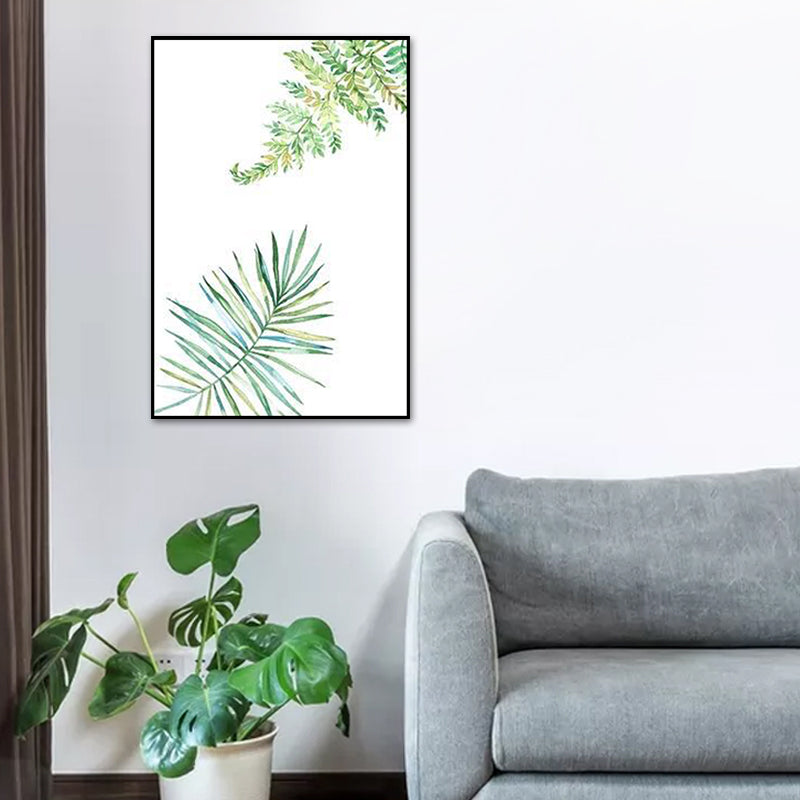 Textured Leaf Painting Wall Decor Rustic Canvas Art Print in Green for Living Room Clearhalo 'Art Gallery' 'Canvas Art' 'Country Art Gallery' 'French Country' 'Rustic' Arts' 1625837