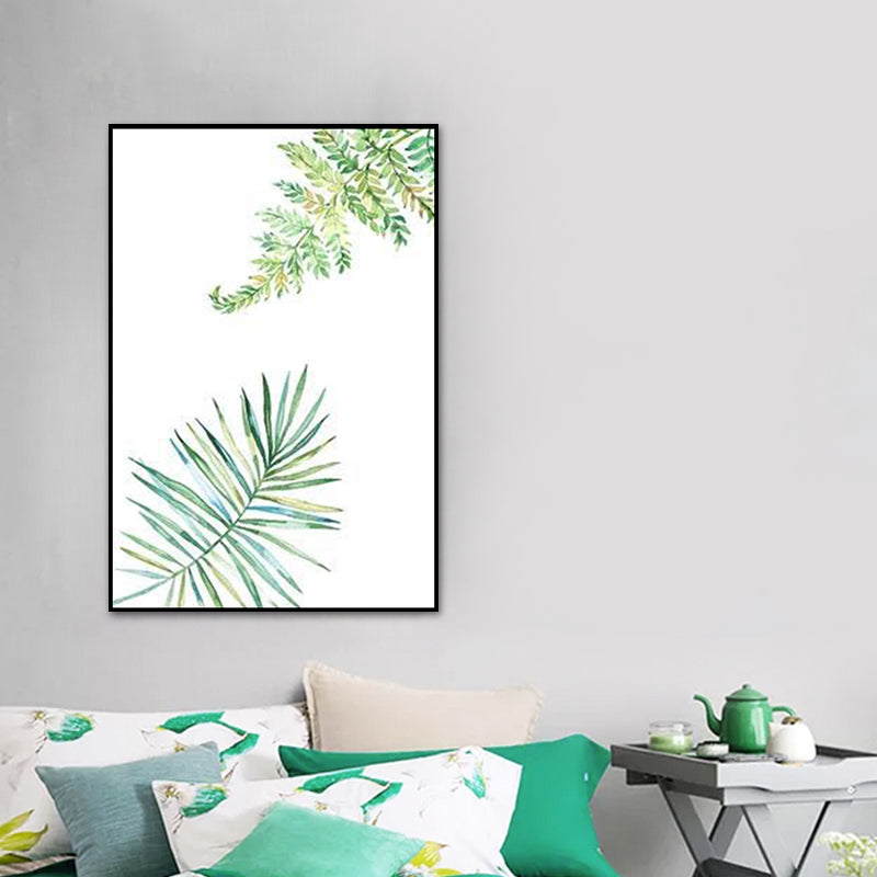 Textured Leaf Painting Wall Decor Rustic Canvas Art Print in Green for Living Room Clearhalo 'Art Gallery' 'Canvas Art' 'Country Art Gallery' 'French Country' 'Rustic' Arts' 1625838