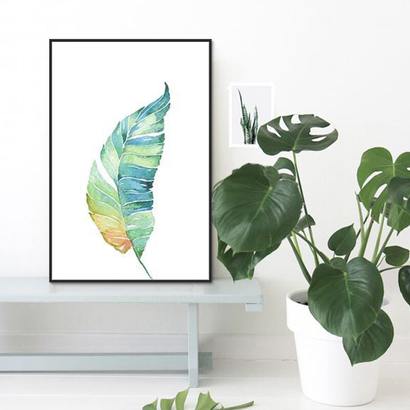 Textured Leaf Painting Wall Decor Rustic Canvas Art Print in Green for Living Room Green Design 4 Clearhalo 'Art Gallery' 'Canvas Art' 'Country Art Gallery' 'French Country' 'Rustic' Arts' 1625843