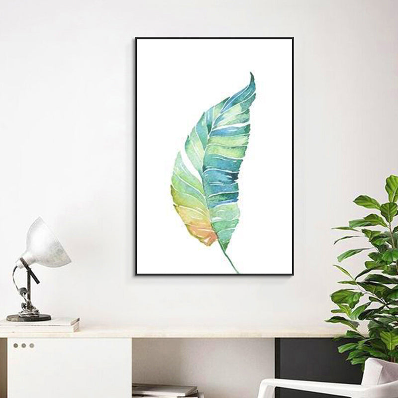 Textured Leaf Painting Wall Decor Rustic Canvas Art Print in Green for Living Room Clearhalo 'Art Gallery' 'Canvas Art' 'Country Art Gallery' 'French Country' 'Rustic' Arts' 1625844