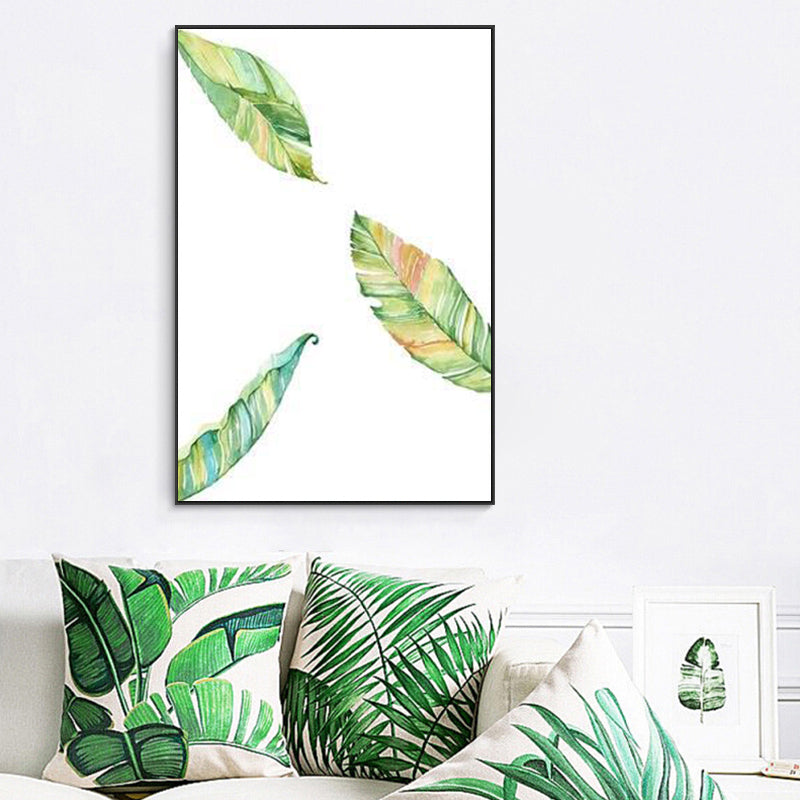 Textured Leaf Painting Wall Decor Rustic Canvas Art Print in Green for Living Room Green Design 5 Clearhalo 'Art Gallery' 'Canvas Art' 'Country Art Gallery' 'French Country' 'Rustic' Arts' 1625850