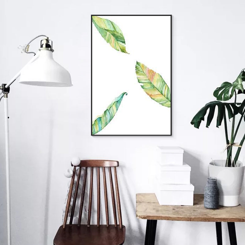 Textured Leaf Painting Wall Decor Rustic Canvas Art Print in Green for Living Room Clearhalo 'Art Gallery' 'Canvas Art' 'Country Art Gallery' 'French Country' 'Rustic' Arts' 1625851