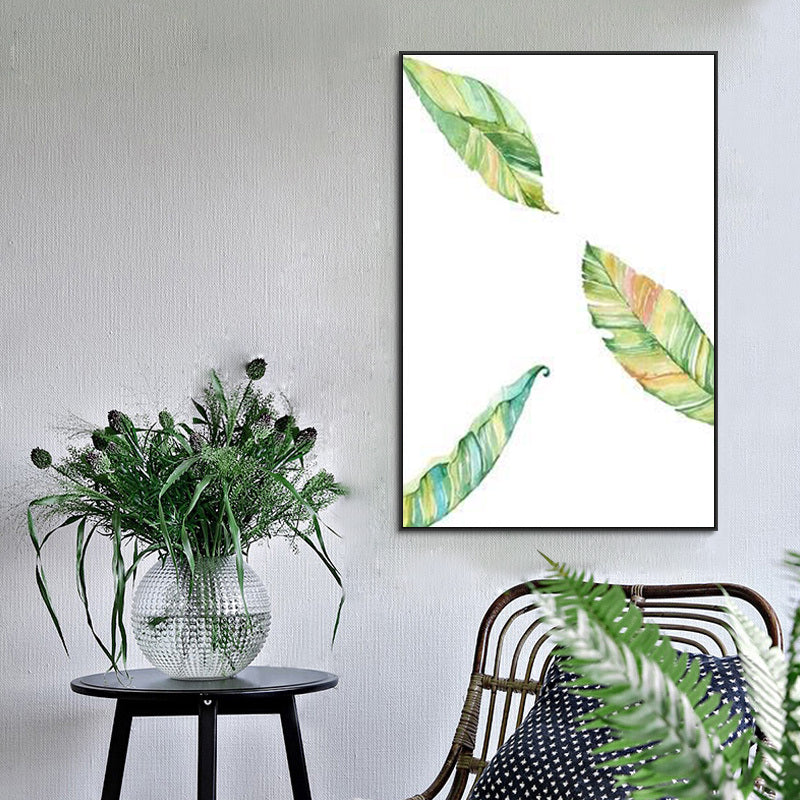 Textured Leaf Painting Wall Decor Rustic Canvas Art Print in Green for Living Room Clearhalo 'Art Gallery' 'Canvas Art' 'Country Art Gallery' 'French Country' 'Rustic' Arts' 1625852