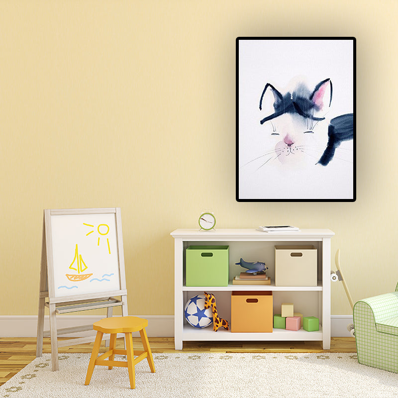 White Childrens Art Wall Decor Animal Painting Canvas Print for Dining Room, Texture Clearhalo 'Art Gallery' 'Canvas Art' 'Kids' Arts' 1625865