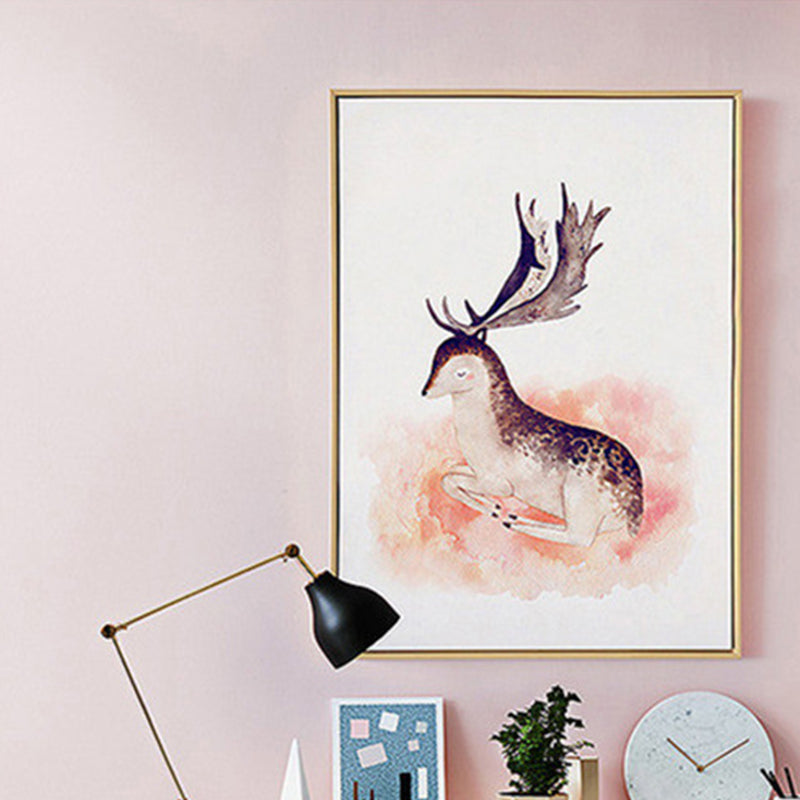 White Childrens Art Wall Decor Animal Painting Canvas Print for Dining Room, Texture White Design 2 Clearhalo 'Art Gallery' 'Canvas Art' 'Kids' Arts' 1625870