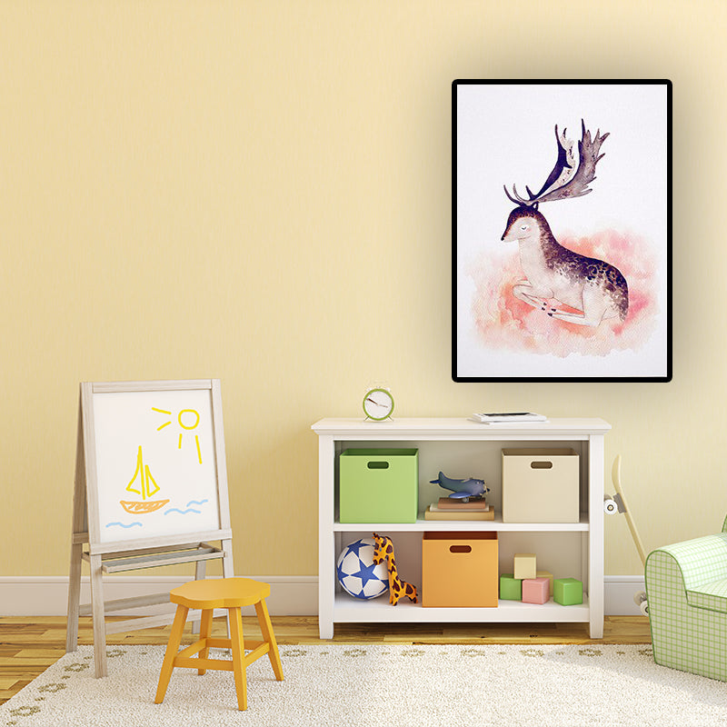 White Childrens Art Wall Decor Animal Painting Canvas Print for Dining Room, Texture Clearhalo 'Art Gallery' 'Canvas Art' 'Kids' Arts' 1625871