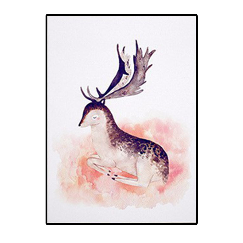 White Childrens Art Wall Decor Animal Painting Canvas Print for Dining Room, Texture Clearhalo 'Art Gallery' 'Canvas Art' 'Kids' Arts' 1625873