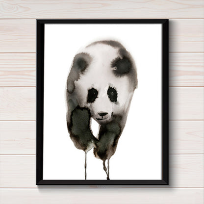 Black and White Panda Canvas Art Textured Asian Style Kids Bedroom Wall Decoration White Clearhalo 'Arts' 'Canvas Art' 1625884