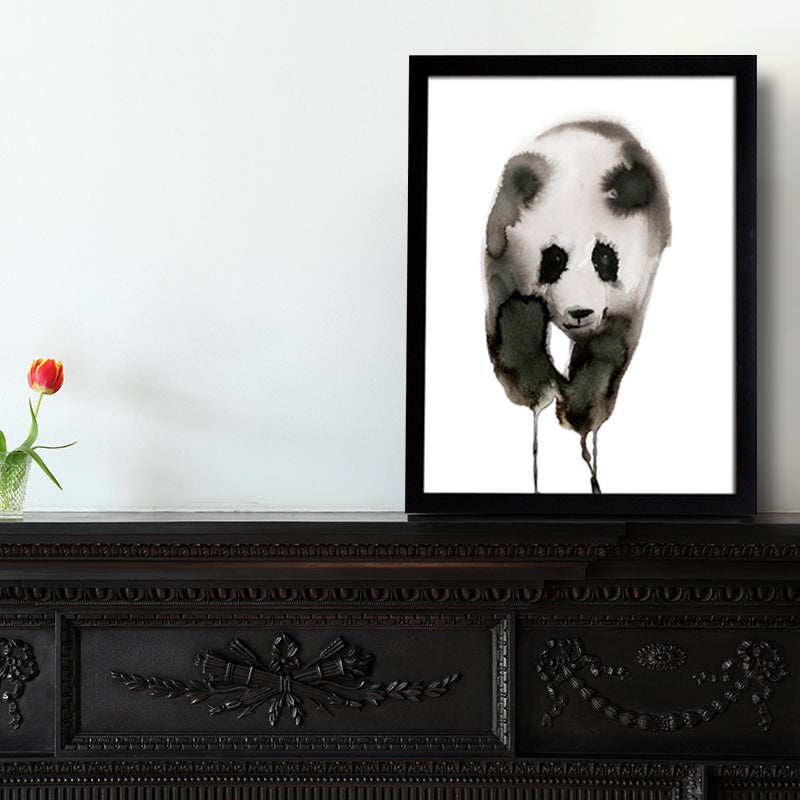 Black and White Panda Canvas Art Textured Asian Style Kids Bedroom Wall Decoration Clearhalo 'Arts' 'Canvas Art' 1625885