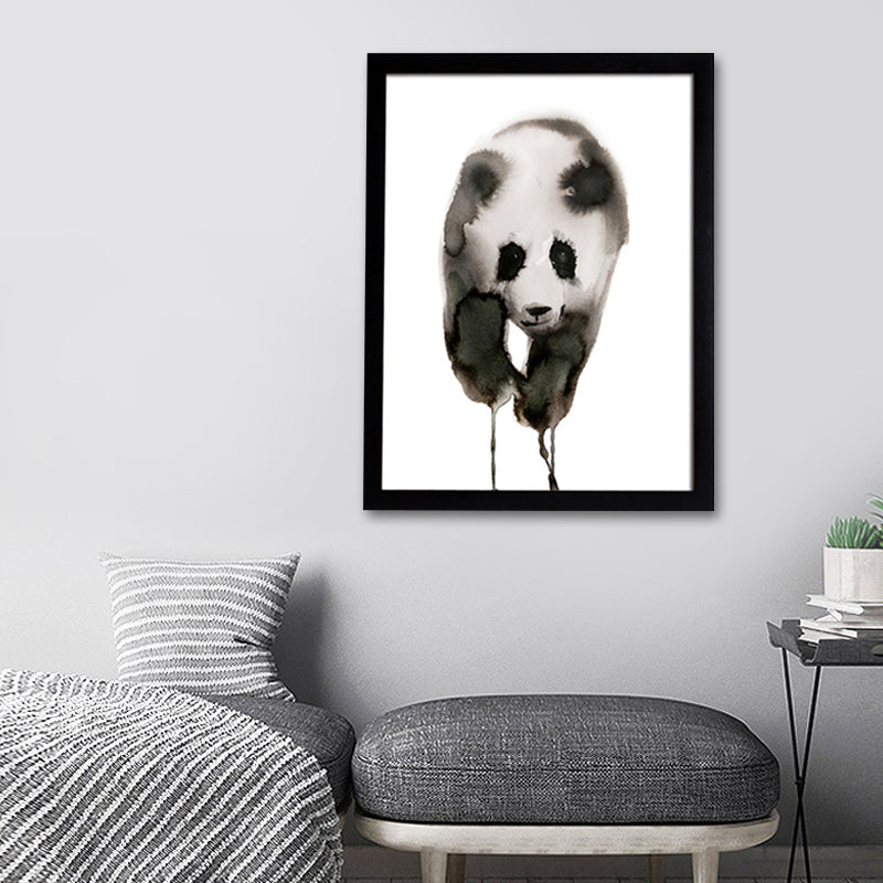 Black and White Panda Canvas Art Textured Asian Style Kids Bedroom Wall Decoration Clearhalo 'Arts' 'Canvas Art' 1625886
