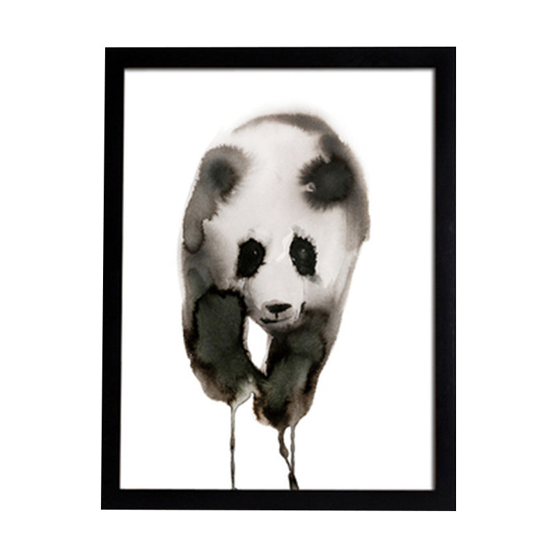 Black and White Panda Canvas Art Textured Asian Style Kids Bedroom Wall Decoration Clearhalo 'Arts' 'Canvas Art' 1625887