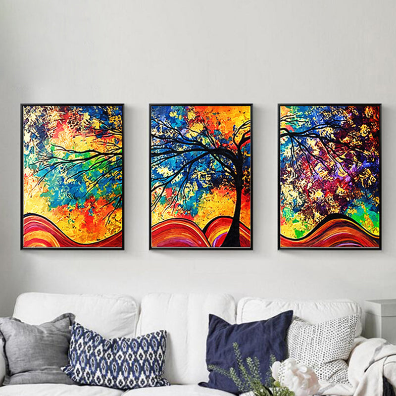 Tree Wall Art Print Modern Enchanting Abstract Painting Canvas in Yellow and Blue Clearhalo 'Art Gallery' 'Canvas Art' 'Traditional' Arts' 1625892