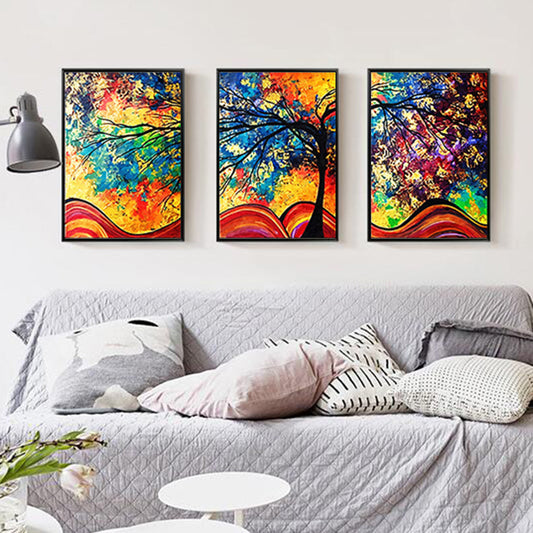 Tree Wall Art Print Modern Enchanting Abstract Painting Canvas in Yellow and Blue Clearhalo 'Art Gallery' 'Canvas Art' 'Traditional' Arts' 1625893