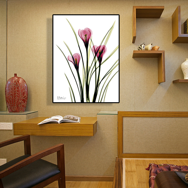 Flowers Painting Canvas Wall Art Farmhouse Textured Wall Decor for Girls Bedroom Pink Design 3 Clearhalo 'Art Gallery' 'Canvas Art' 'Country Art Gallery' 'French Country' 'Rustic' Arts' 1625912