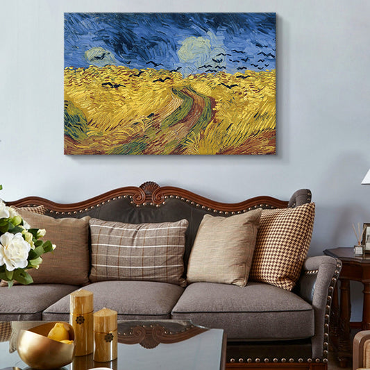 Farmhouse Landscape Art Print Blue and Yellow Van Gogh Wall Decor for Living Room Clearhalo 'Art Gallery' 'Canvas Art' 'Country Art Gallery' 'French Country' 'Rustic' Arts' 1625942