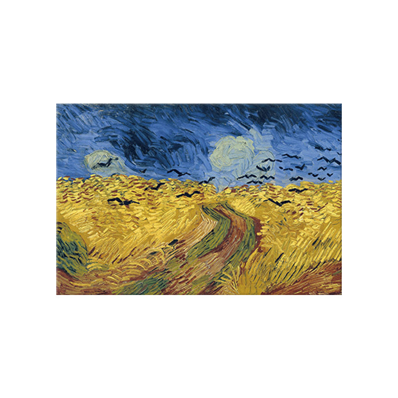 Farmhouse Landscape Art Print Blue and Yellow Van Gogh Wall Decor for Living Room Clearhalo 'Art Gallery' 'Canvas Art' 'Country Art Gallery' 'French Country' 'Rustic' Arts' 1625943