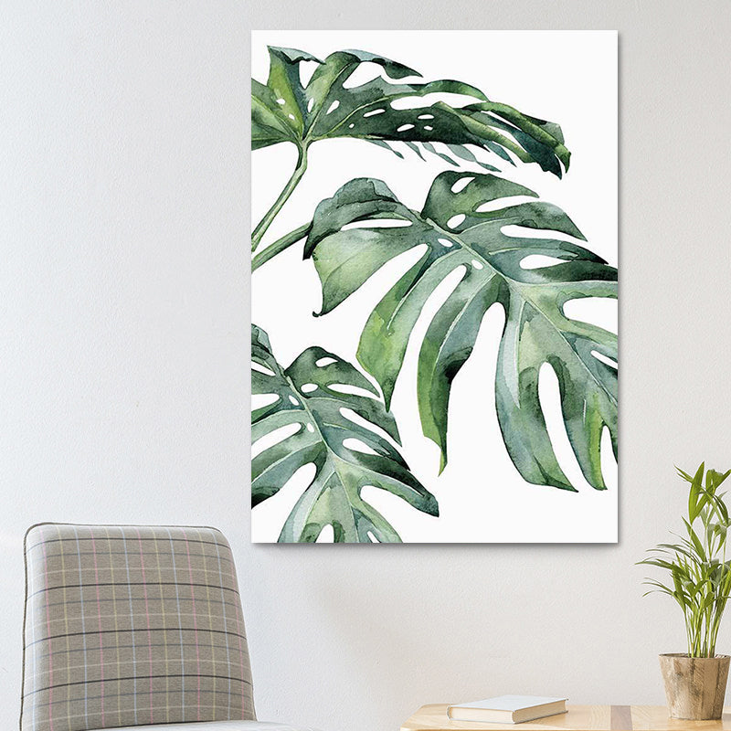 Green Plant Leaves Canvas Art Textured Country Style Dining Room Wall Decoration Clearhalo 'Art Gallery' 'Canvas Art' 'Country Art Gallery' 'French Country' 'Rustic' Arts' 1625973