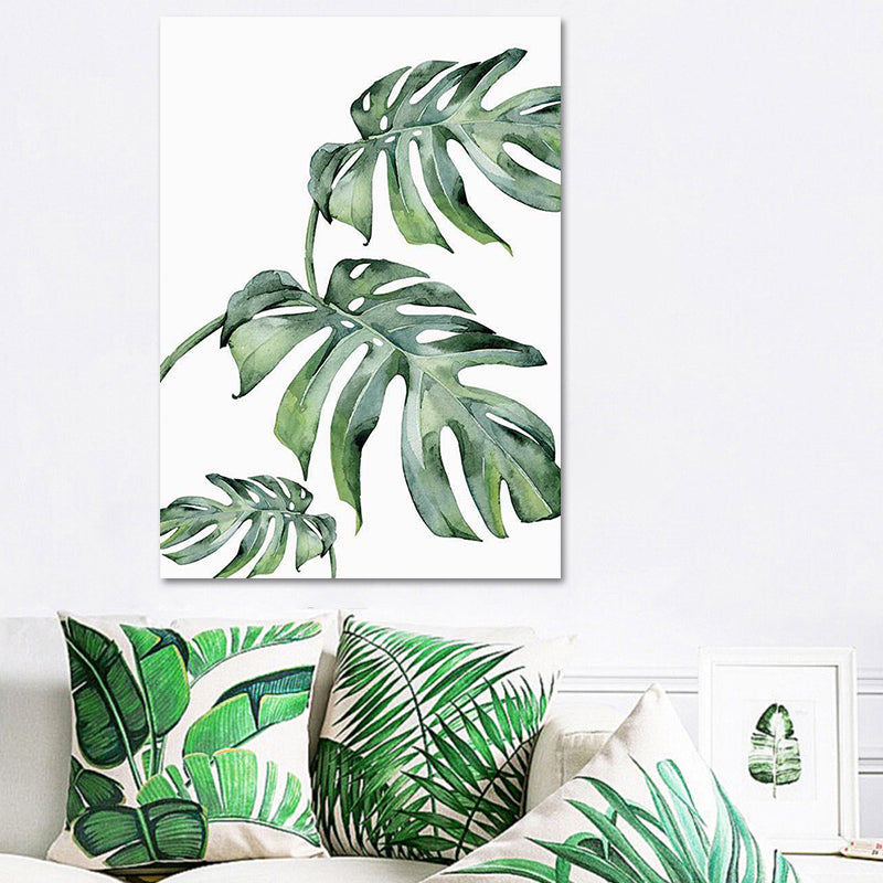 Green Plant Leaves Canvas Art Textured Country Style Dining Room Wall Decoration Green Design 2 Clearhalo 'Art Gallery' 'Canvas Art' 'Country Art Gallery' 'French Country' 'Rustic' Arts' 1625979