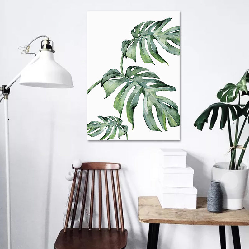 Green Plant Leaves Canvas Art Textured Country Style Dining Room Wall Decoration Clearhalo 'Art Gallery' 'Canvas Art' 'Country Art Gallery' 'French Country' 'Rustic' Arts' 1625980