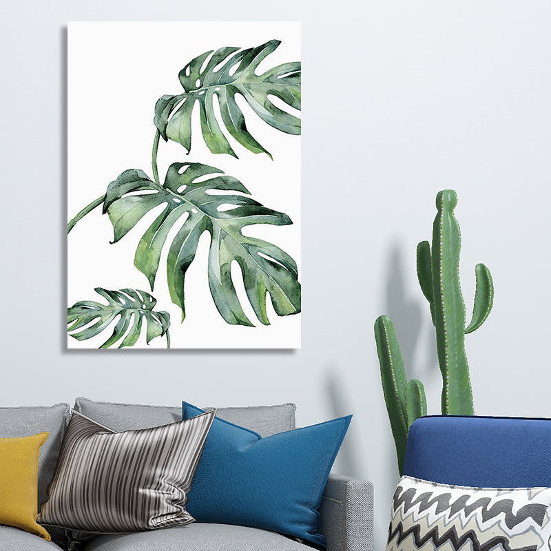 Green Plant Leaves Canvas Art Textured Country Style Dining Room Wall Decoration Clearhalo 'Art Gallery' 'Canvas Art' 'Country Art Gallery' 'French Country' 'Rustic' Arts' 1625981