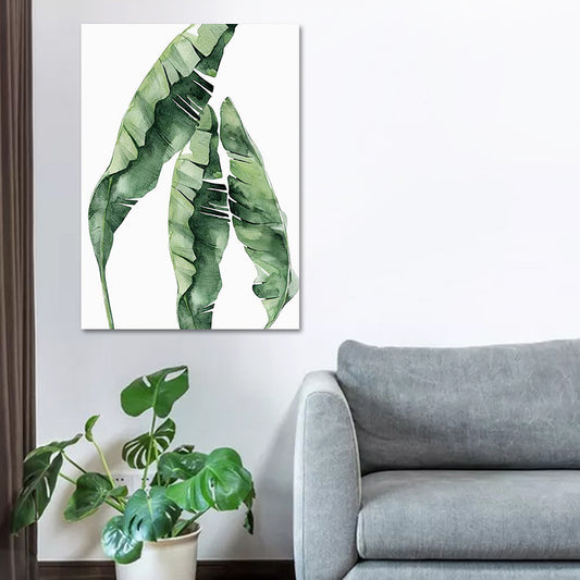 Green Plant Leaves Canvas Art Textured Country Style Dining Room Wall Decoration Clearhalo 'Art Gallery' 'Canvas Art' 'Country Art Gallery' 'French Country' 'Rustic' Arts' 1625988