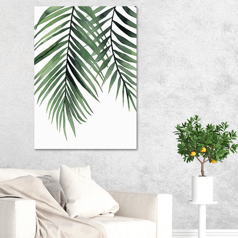 Green Plant Leaves Canvas Art Textured Country Style Dining Room Wall Decoration Clearhalo 'Art Gallery' 'Canvas Art' 'Country Art Gallery' 'French Country' 'Rustic' Arts' 1625994