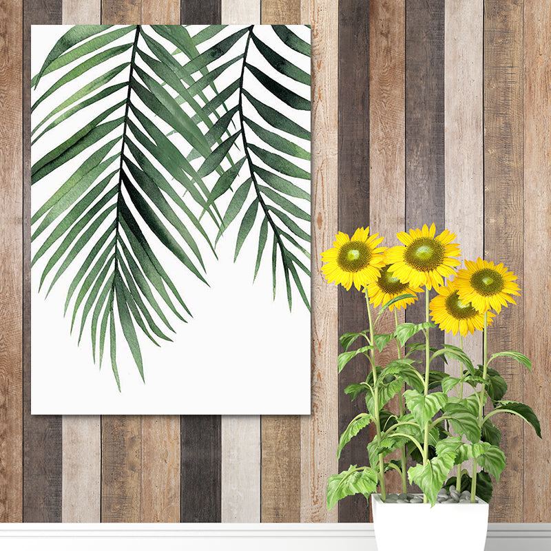 Green Plant Leaves Canvas Art Textured Country Style Dining Room Wall Decoration Clearhalo 'Art Gallery' 'Canvas Art' 'Country Art Gallery' 'French Country' 'Rustic' Arts' 1625995