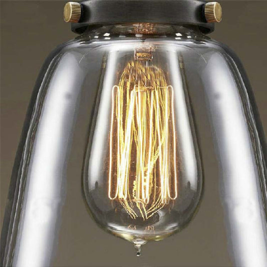 Bucket Shade Clear Glass Multi Pendant Vintage 3/4/5-Light Dining Table Hanging Light Fixture in Aged Brass, Linear Canopy Clearhalo 'Ceiling Lights' 'Glass shade' 'Glass' 'Industrial Pendants' 'Industrial' 'Middle Century Pendants' 'Pendant Lights' 'Pendants' 'Tiffany' Lighting' 16259