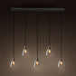 Bucket Shade Clear Glass Multi Pendant Vintage 3/4/5-Light Dining Table Hanging Light Fixture in Aged Brass, Linear Canopy 5 Clear Clearhalo 'Ceiling Lights' 'Glass shade' 'Glass' 'Industrial Pendants' 'Industrial' 'Middle Century Pendants' 'Pendant Lights' 'Pendants' 'Tiffany' Lighting' 16261