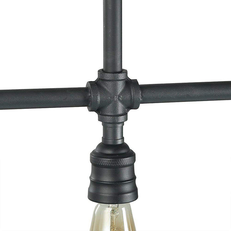 Black 4-Head Island Lighting Rustic Style Metal Linear Piped Hanging Lighting for Living Room Clearhalo 'Ceiling Lights' 'Island Lights' Lighting' 162619