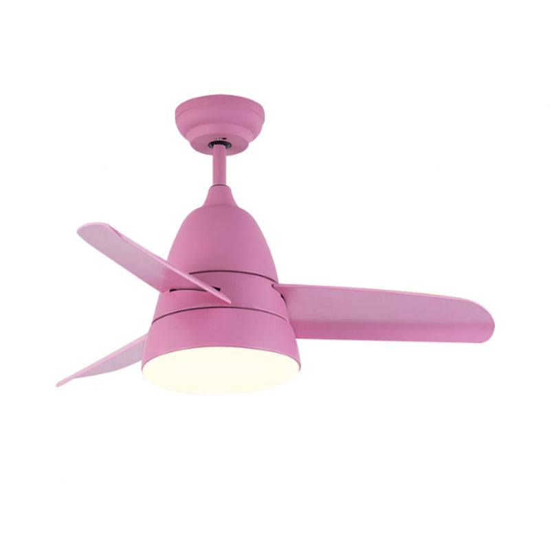 Metal Circle Ceiling Fan Lamp Kids 1 Light Black/White/Pink 3 Blades Semi Flush Light for Living Room, 36" Width Clearhalo 'Ceiling Fans with Lights' 'Ceiling Fans' 'Kids Ceiling Fans' 'Kids' Lighting' 1626637