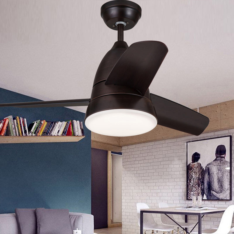 Metal Circle Ceiling Fan Lamp Kids 1 Light Black/White/Pink 3 Blades Semi Flush Light for Living Room, 36" Width Black Clearhalo 'Ceiling Fans with Lights' 'Ceiling Fans' 'Kids Ceiling Fans' 'Kids' Lighting' 1626638