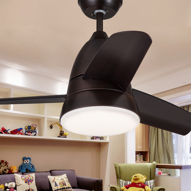 Metal Circle Ceiling Fan Lamp Kids 1 Light Black/White/Pink 3 Blades Semi Flush Light for Living Room, 36" Width Clearhalo 'Ceiling Fans with Lights' 'Ceiling Fans' 'Kids Ceiling Fans' 'Kids' Lighting' 1626639