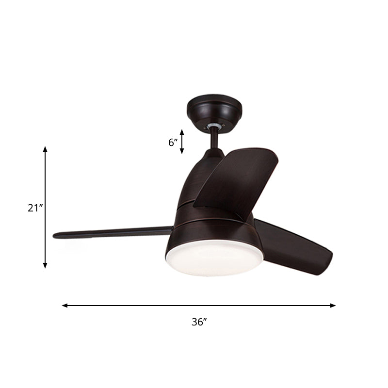 Metal Circle Ceiling Fan Lamp Kids 1 Light Black/White/Pink 3 Blades Semi Flush Light for Living Room, 36" Width Clearhalo 'Ceiling Fans with Lights' 'Ceiling Fans' 'Kids Ceiling Fans' 'Kids' Lighting' 1626641