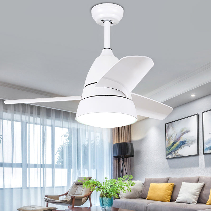 Metal Circle Ceiling Fan Lamp Kids 1 Light Black/White/Pink 3 Blades Semi Flush Light for Living Room, 36" Width Clearhalo 'Ceiling Fans with Lights' 'Ceiling Fans' 'Kids Ceiling Fans' 'Kids' Lighting' 1626643