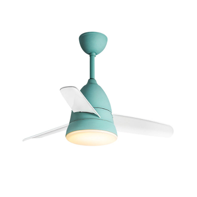 Metal Circle Ceiling Fan Lamp Kids 1 Light Black/White/Pink 3 Blades Semi Flush Light for Living Room, 36" Width Clearhalo 'Ceiling Fans with Lights' 'Ceiling Fans' 'Kids Ceiling Fans' 'Kids' Lighting' 1626647