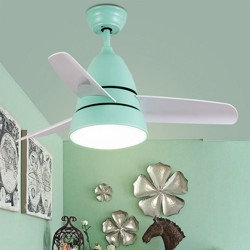 26" Wide Contemporary 1 Head Fan Light Green Loop Semi Flush Mount with Acrylic Shade for Dining Room, 3 White Blades Clearhalo 'Ceiling Fans with Lights' 'Ceiling Fans' 'Kids Ceiling Fans' 'Kids' Lighting' 1626654