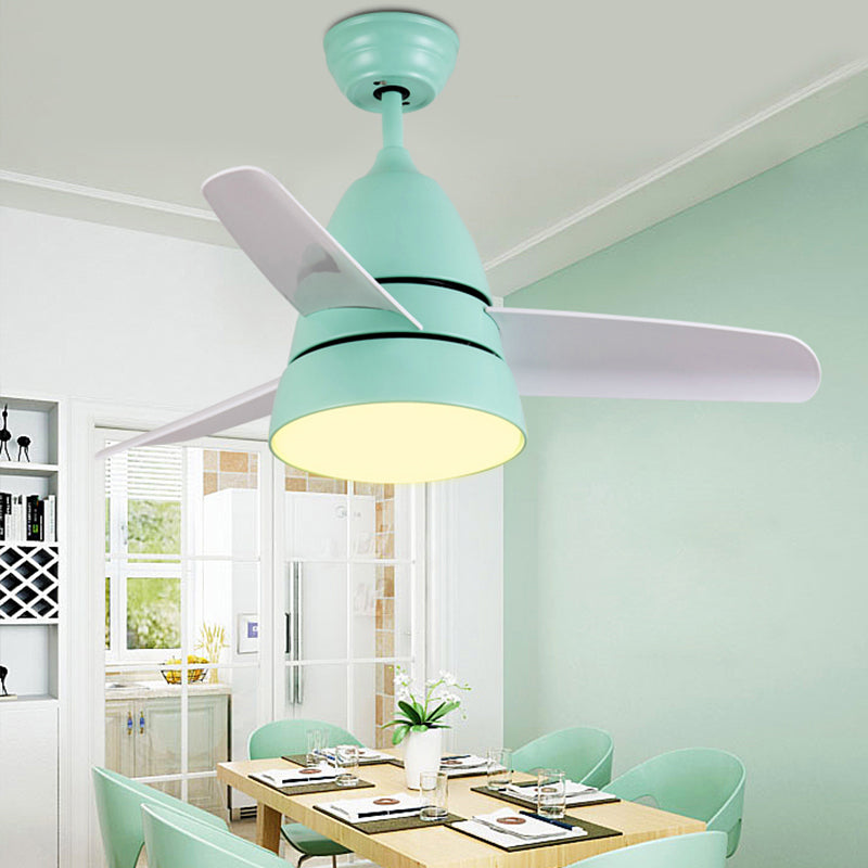 26" Wide Contemporary 1 Head Fan Light Green Loop Semi Flush Mount with Acrylic Shade for Dining Room, 3 White Blades Green Clearhalo 'Ceiling Fans with Lights' 'Ceiling Fans' 'Kids Ceiling Fans' 'Kids' Lighting' 1626655