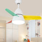 36" Width LED Bedroom Hanging Fan Lamp Kids Black/Silver/White Semi Flush Ceiling Light with Halo Acrylic Shade, 3 Colored Blades White Clearhalo 'Ceiling Fans with Lights' 'Ceiling Fans' 'Kids Ceiling Fans' 'Kids' Lighting' 1626660