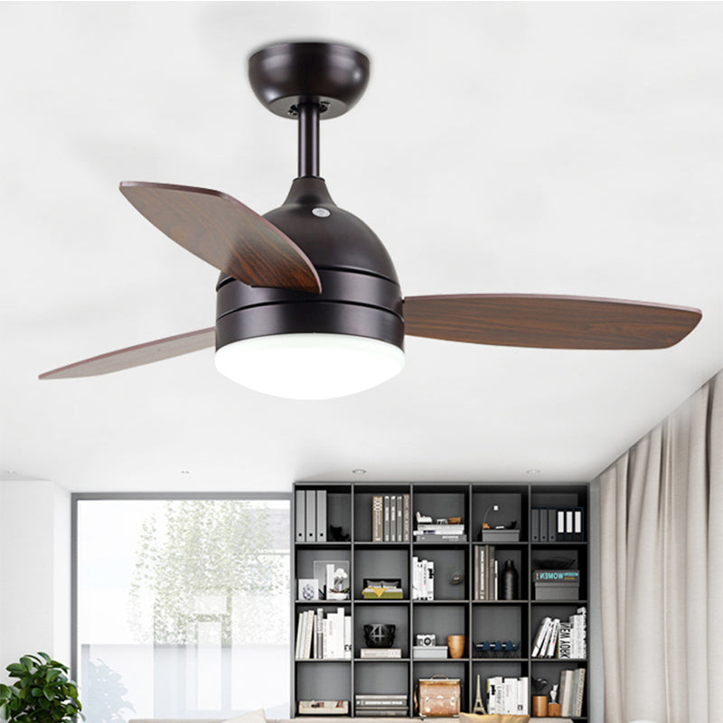 Metal Dome Pendant Fan Lamp Modernist 39" W LED White/Black 3 Blades Semi-Flush Mount Ceiling Light for Kitchen Clearhalo 'Ceiling Fans with Lights' 'Ceiling Fans' 'Kids Ceiling Fans' 'Kids' Lighting' 1626677