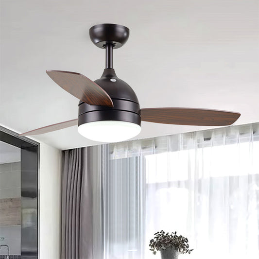 Metal Dome Pendant Fan Lamp Modernist 39" W LED White/Black 3 Blades Semi-Flush Mount Ceiling Light for Kitchen Black Clearhalo 'Ceiling Fans with Lights' 'Ceiling Fans' 'Kids Ceiling Fans' 'Kids' Lighting' 1626678