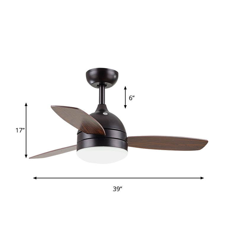 Metal Dome Pendant Fan Lamp Modernist 39" W LED White/Black 3 Blades Semi-Flush Mount Ceiling Light for Kitchen Clearhalo 'Ceiling Fans with Lights' 'Ceiling Fans' 'Kids Ceiling Fans' 'Kids' Lighting' 1626680