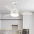 Metal Dome Pendant Fan Lamp Modernist 39" W LED White/Black 3 Blades Semi-Flush Mount Ceiling Light for Kitchen White Clearhalo 'Ceiling Fans with Lights' 'Ceiling Fans' 'Kids Ceiling Fans' 'Kids' Lighting' 1626681