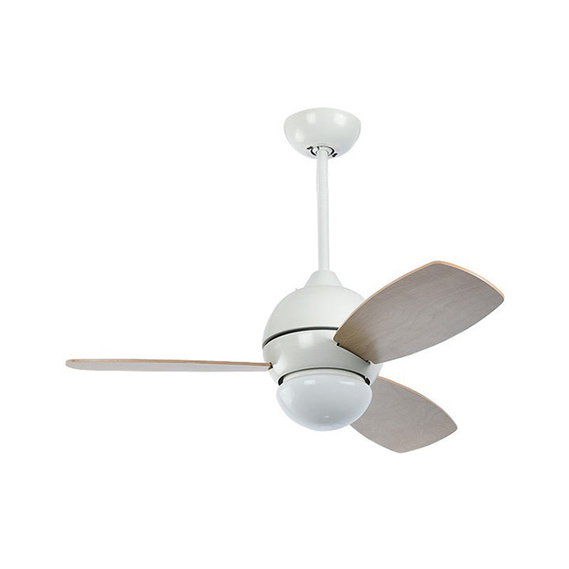 Acrylic Dome Flan Lamp Modern LED Black/Grey/White Semi Flush Mount Ceiling Fixture with 3 Wood Blades, 36" Long Clearhalo 'Ceiling Fans with Lights' 'Ceiling Fans' 'Kids Ceiling Fans' 'Kids' Lighting' 1626692