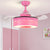 14"/16.5" W Modern LED Fan Lighting Pink/Blue/Green Drum 4 Blades Semi Flush Light with Acrylic Shade, Remote Control Pink Wall Control Clearhalo 'Ceiling Fans with Lights' 'Ceiling Fans' 'Kids Ceiling Fans' 'Kids' Lighting' 1626711