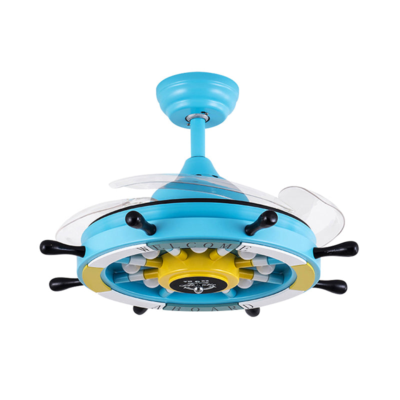 35.5"W 4 Blade LED Ceiling Fan Light Invisible Blade Rudder Kid Room Ceiling Fan Clearhalo 'Ceiling Fans with Lights' 'Ceiling Fans' 'Kids Ceiling Fans' 'Kids' Lighting' 1626721