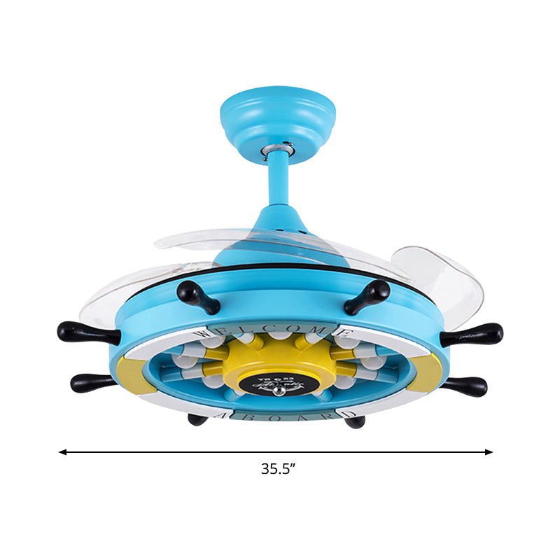 35.5"W 4 Blade LED Ceiling Fan Light Invisible Blade Rudder Kid Room Ceiling Fan Clearhalo 'Ceiling Fans with Lights' 'Ceiling Fans' 'Kids Ceiling Fans' 'Kids' Lighting' 1626722
